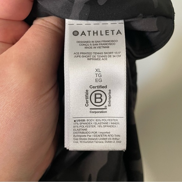 Athleta Women's Ace Printed Tennis Skort 13.5" Black Camoflauge - Picture 7 of 8